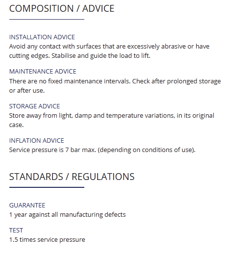 Coussins de levage pneumatiques - Coussins de levage pneumatiques pour l'extraction de blocs