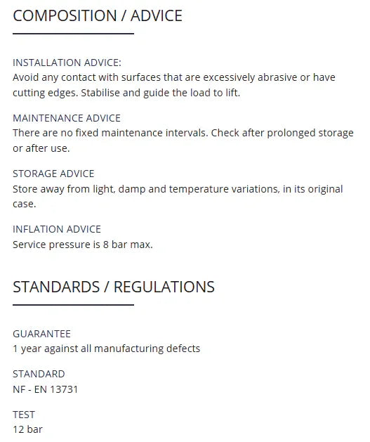 Coussins de levage pneumatiques - Coussins de levage pneumatiques haute pression - CLT