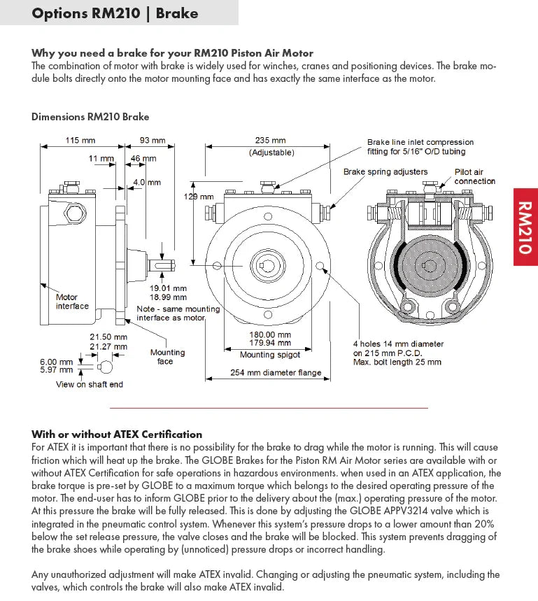 Frein à piston pneumatique GLOBE RM210